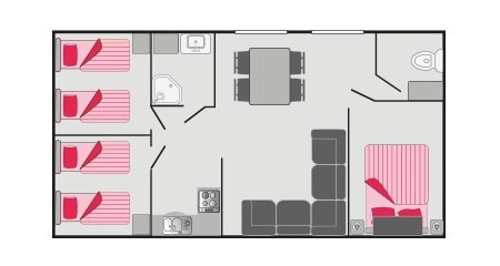 Comfort XL - 3 bedrooms - 31m² - air conditionning 6 Ppl. - Homair-Marvilla - Camping Green Park