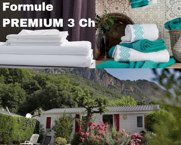 PREMIUM package Mobile-home 3 BedRooms =  sheets +towels + cleaning 6 Ppl. - Camping écovillage SOLEIL DU PIBESTE