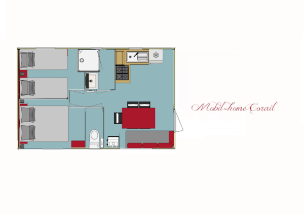 Mobil Home Corail Confort 22m ² (2 chambres) + climatisation + 1 parking 1/4 Pers. - Flower Camping les Chênes Rouges